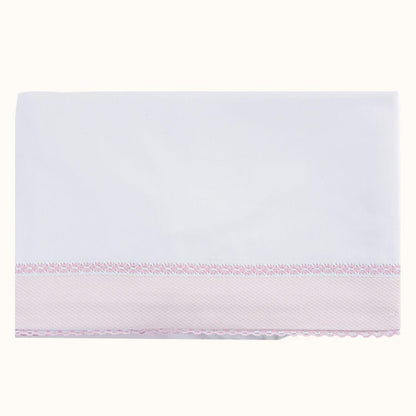 Conjunto Lençóis Candy Branco com Barra Rosa - Pim-Pam-Pum Baby