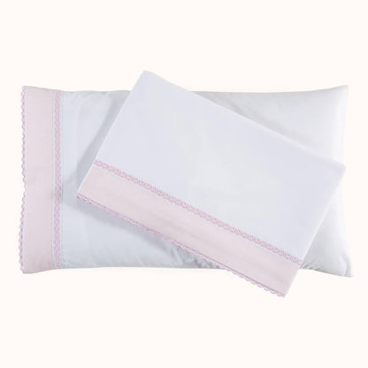 Conjunto Lençóis Candy Branco com Barra Rosa - Pim-Pam-Pum Baby