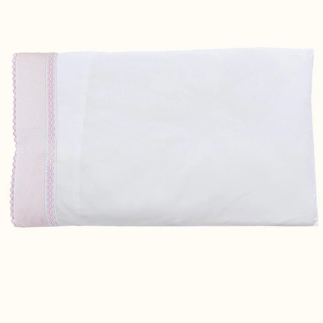 Conjunto Lençóis Candy Branco com Barra Rosa - Pim-Pam-Pum Baby