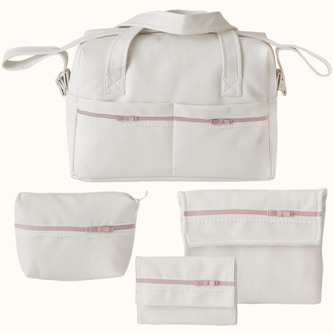 Conjunto Mala Maternidade Romantic Bege/Rosa Velho - Pim-Pam-Pum Baby