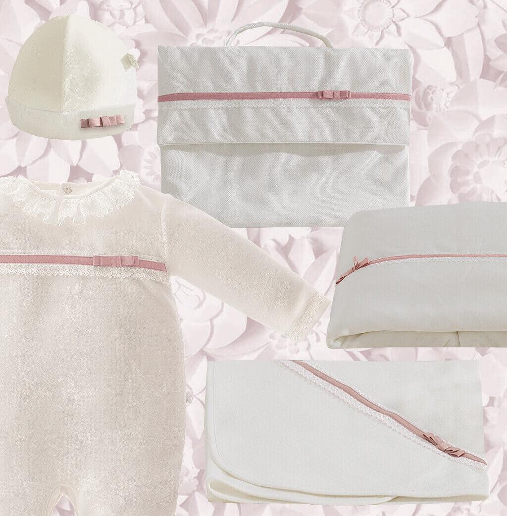 Conjunto Primeira Roupa Romantic 1 Bege/Rosa Velho - Pim-Pam-Pum Baby