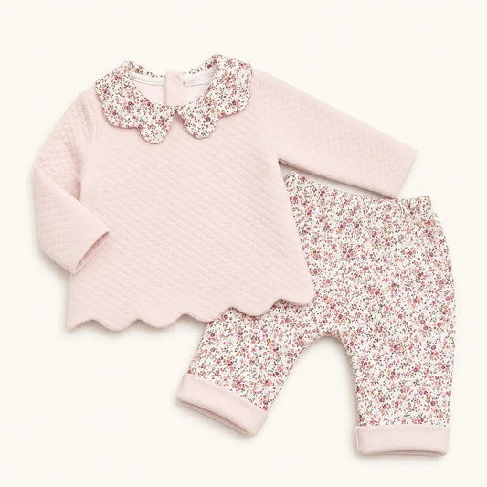 conjunto de 2 peças rosa com estampa floral, camisola e calças, super pratico para qualquer ocasião