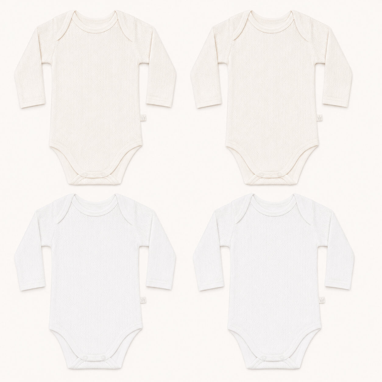Conjunto de 4 Bodies Cava Americana Sweet Branco e Bege
