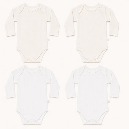 Conjunto de 4 Bodies Cava Americana Sweet Branco e Bege