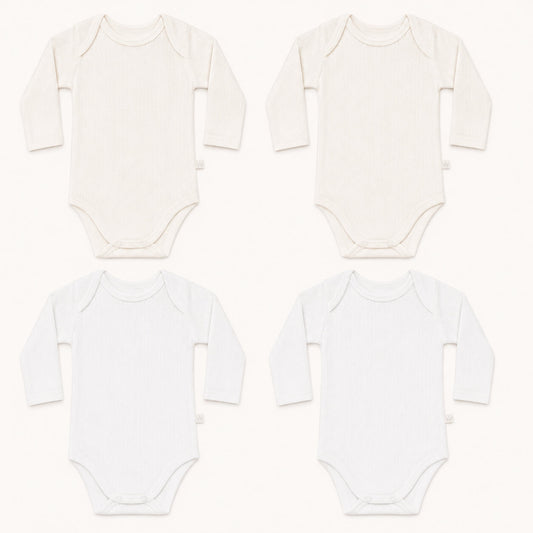 Conjunto de 4 Bodies Cava Americana Sweet Branco e Bege