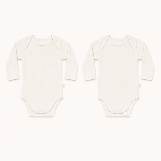 2 ärmellose Baumwollbodys Sweet Beige