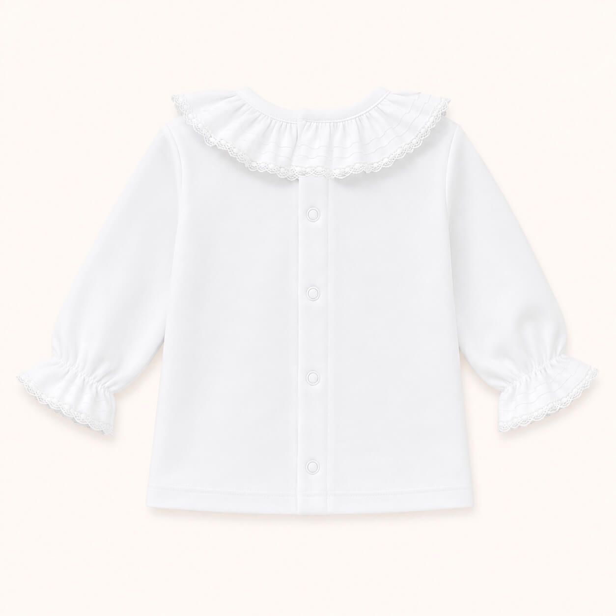 Camisola de Gola de Verão para Bebé- Básico Branco