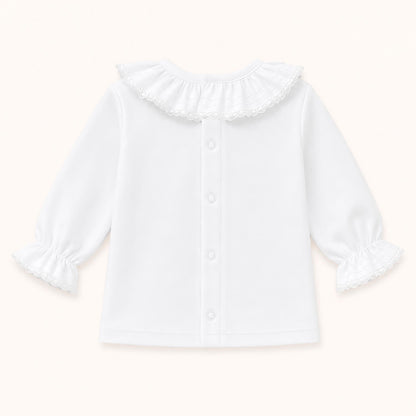 Camisola de Gola de Verão para Bebé- Básico Branco