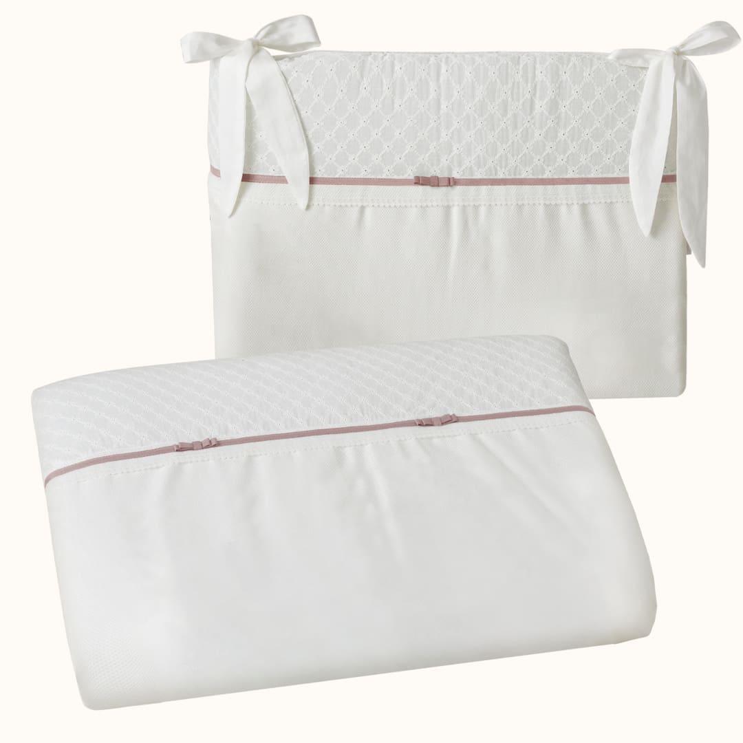 Edredão e Resguardo Romantic Bege Pérola Rosa Velho - Pim-Pam-Pum Baby