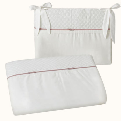 Edredão e Resguardo Romantic Bege Pérola Rosa Velho - Pim-Pam-Pum Baby