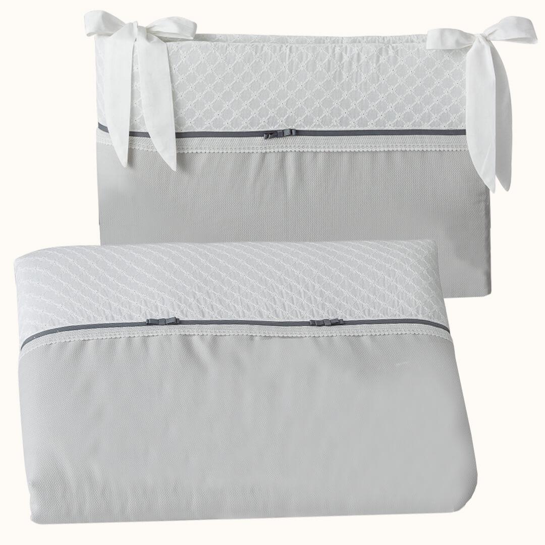 Edredão e Resguardo Romantic Cinza - Pim-Pam-Pum Baby