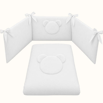 Conjunto de Berço Diamante Branco em 100% Algodão