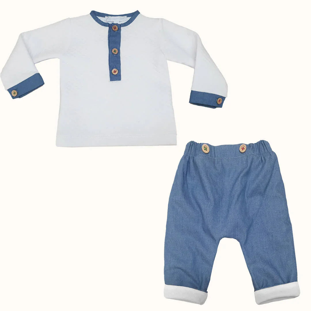 Fatinho 2 Peças Denim Branco/Azul - Pim-Pam-Pum Baby