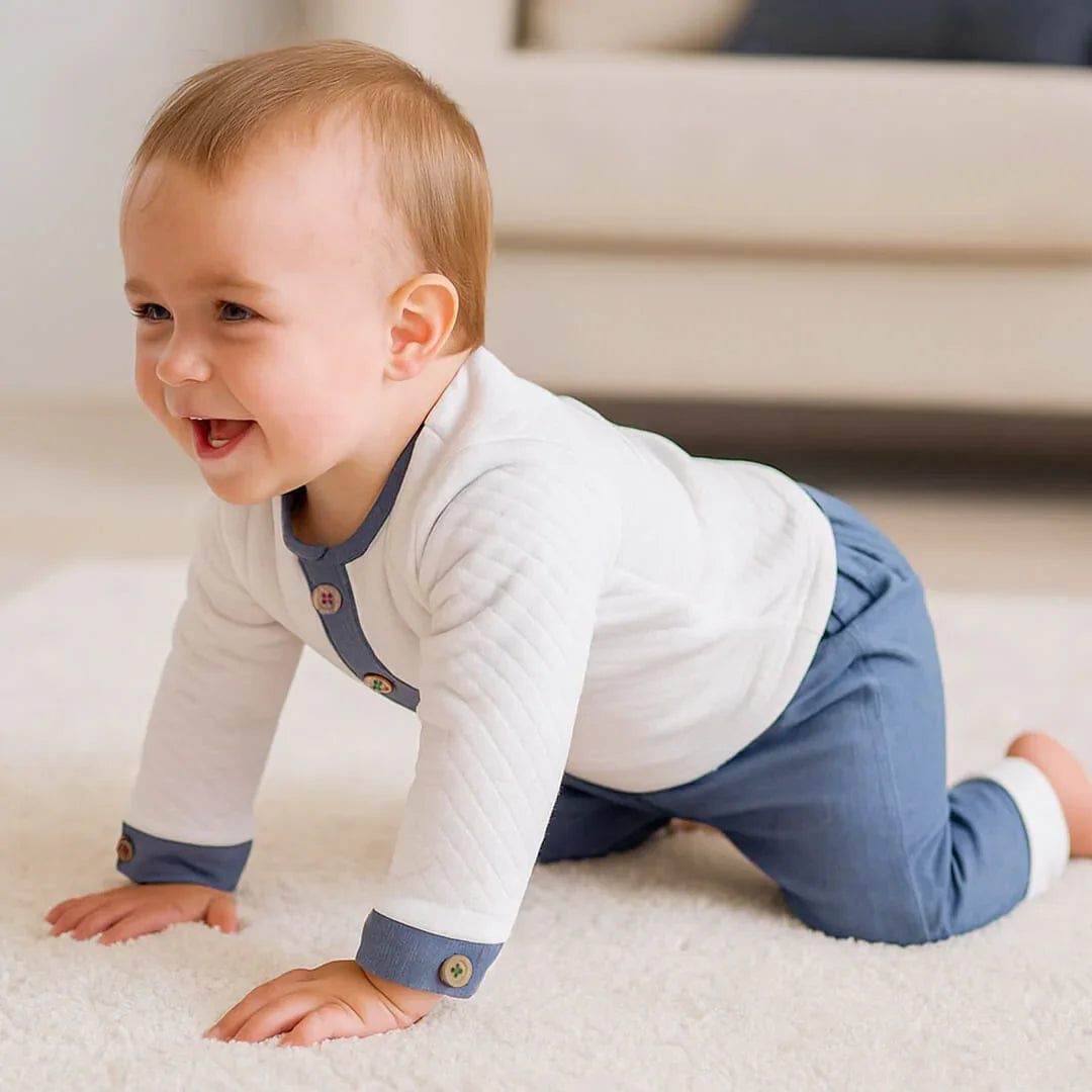 Fatinho 2 Peças Denim Branco/Azul - Pim-Pam-Pum Baby