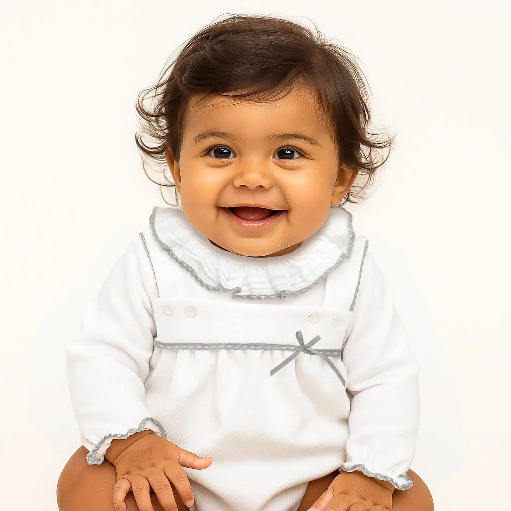 Fofo e Body de Gola Mimo Branco/Cinza - Pim-Pam-Pum Baby