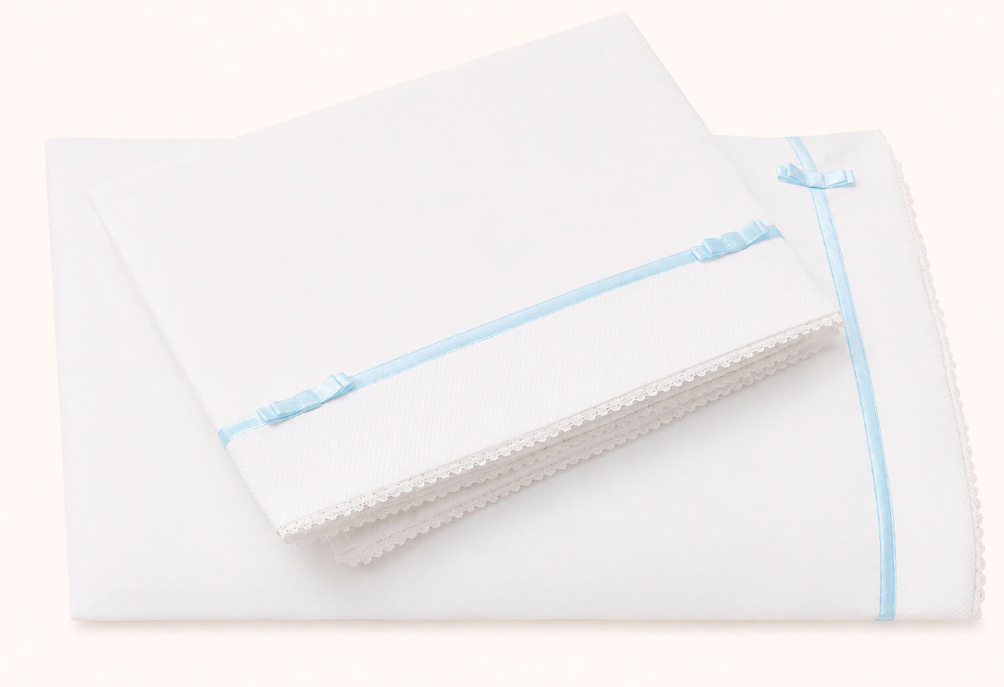 Conjunto Lençóis Romantic Branco Azul