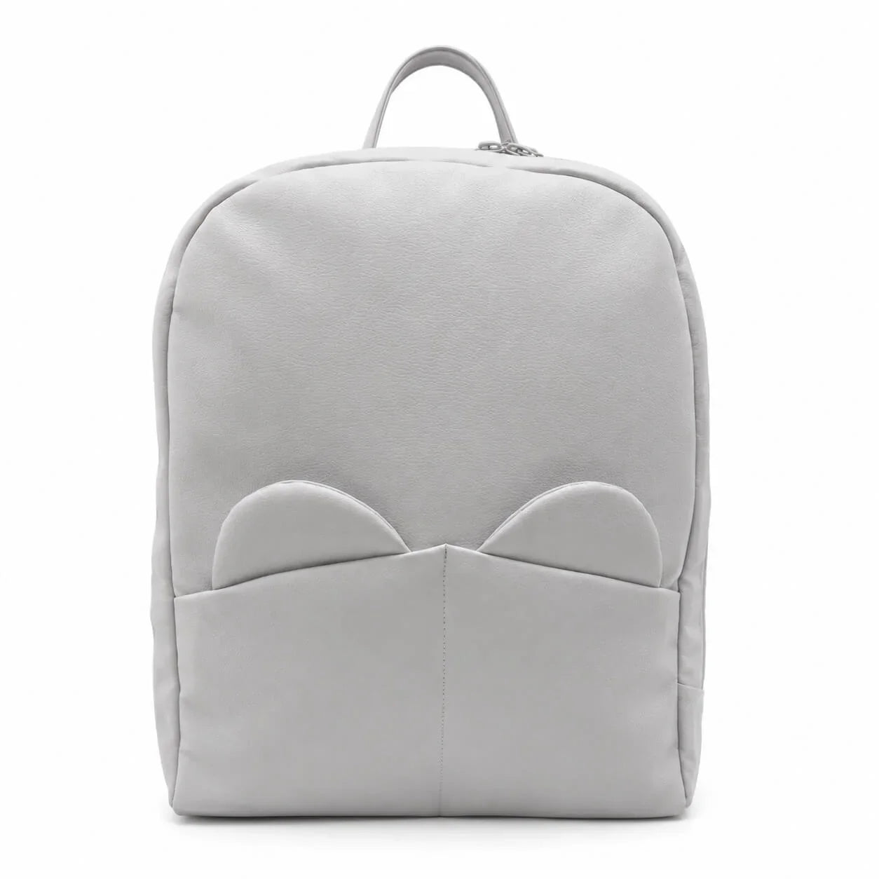 Mochila cinza bebé com design fofo e bolsos frontais, super pratica para levar a roupa do bebé para a maternidade e uso diário
