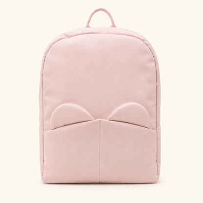 Mochila rosa bebé com design fofo e bolsos frontais, super pratica para levar a roupa do bebé para a maternidade e uso diário
