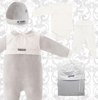 Primeira Roupa Mini Romantic 2 Cinza - Pim-Pam-Pum Baby