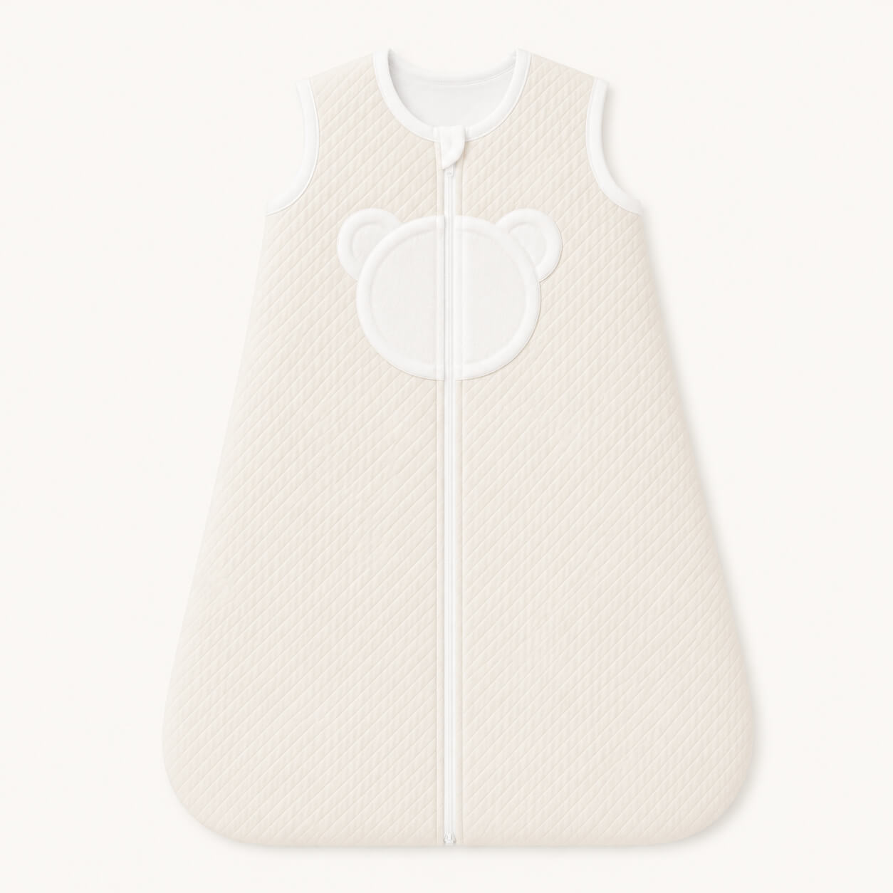 Saco de dormir para bebé com detalhe de urso, ideal para recém-nascidos e conforto suave