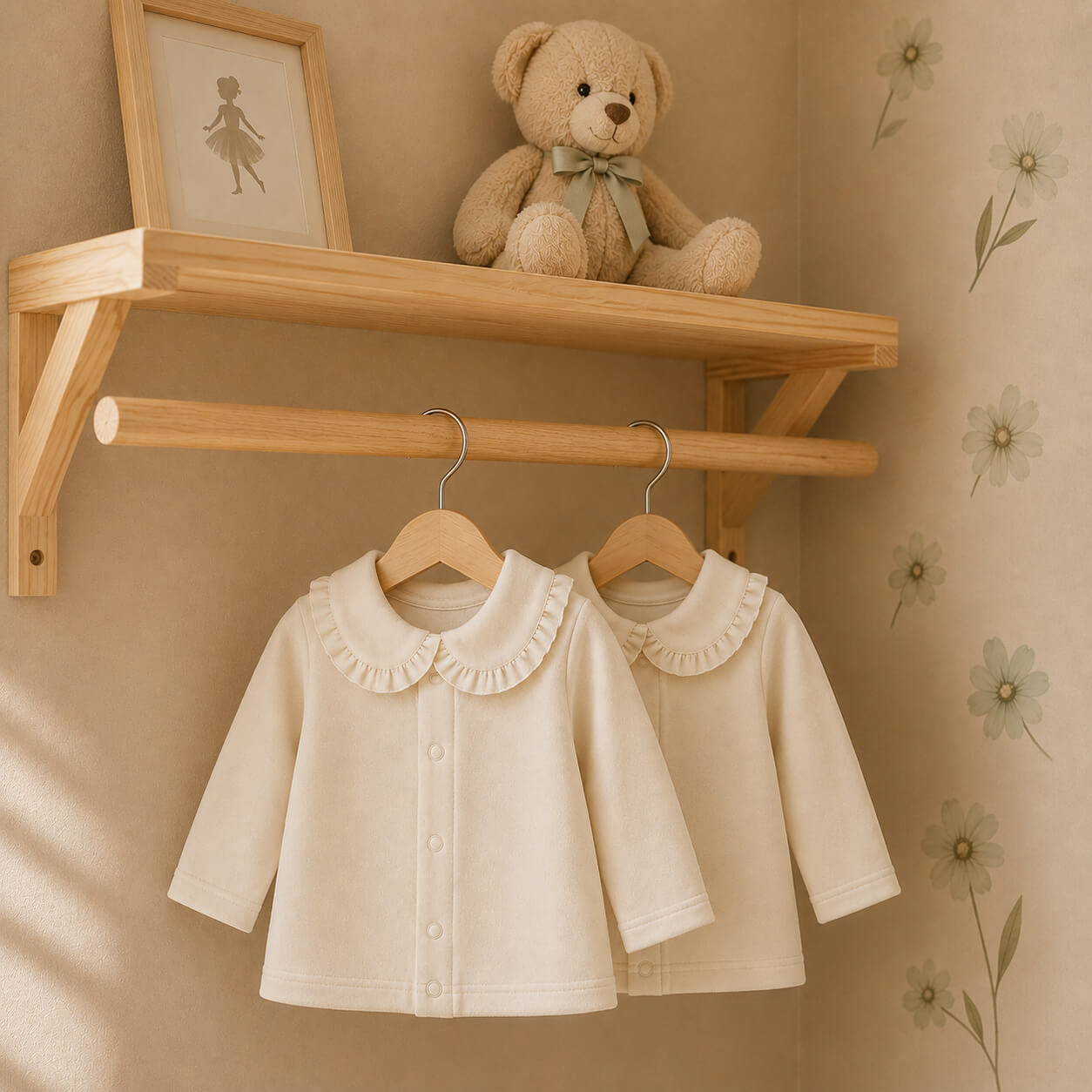 Camisola Bebé Gola com Folho Sweet Bege | Verão
