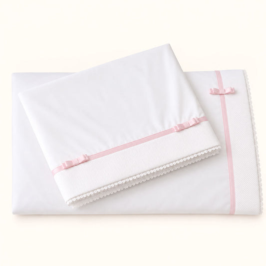 Conjunto Lençóis Romantic Branco Rosa