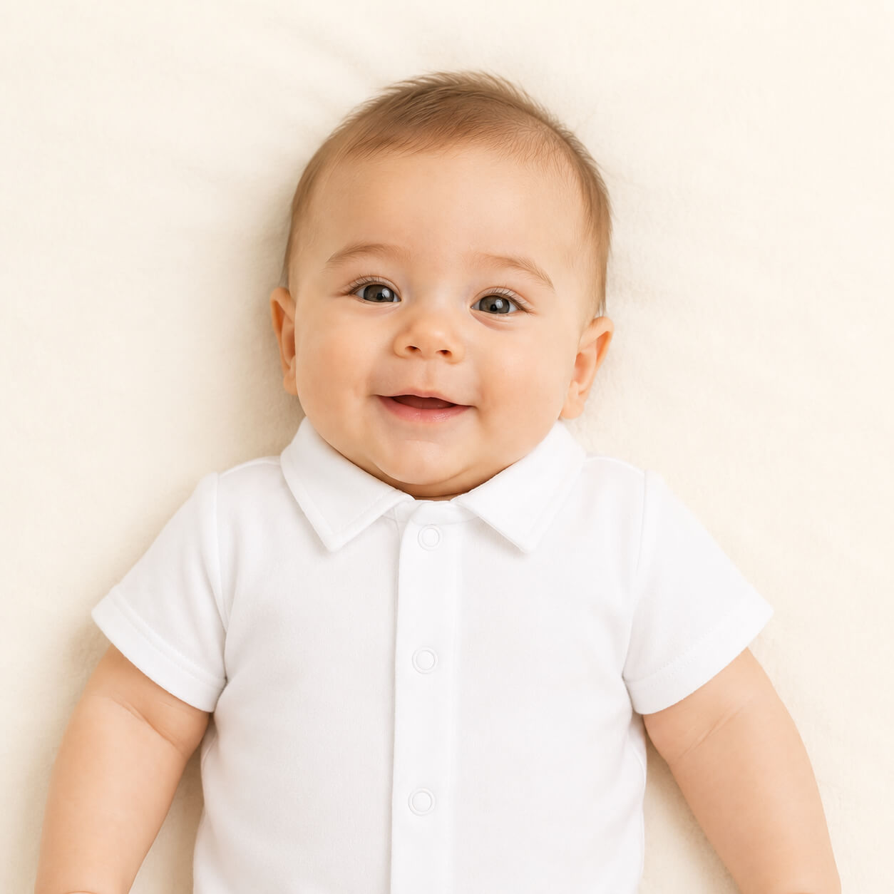 Camisola de Gola Básico Branco Menino Verão