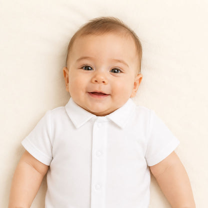 Camisola de Gola Básico Branco Menino Verão