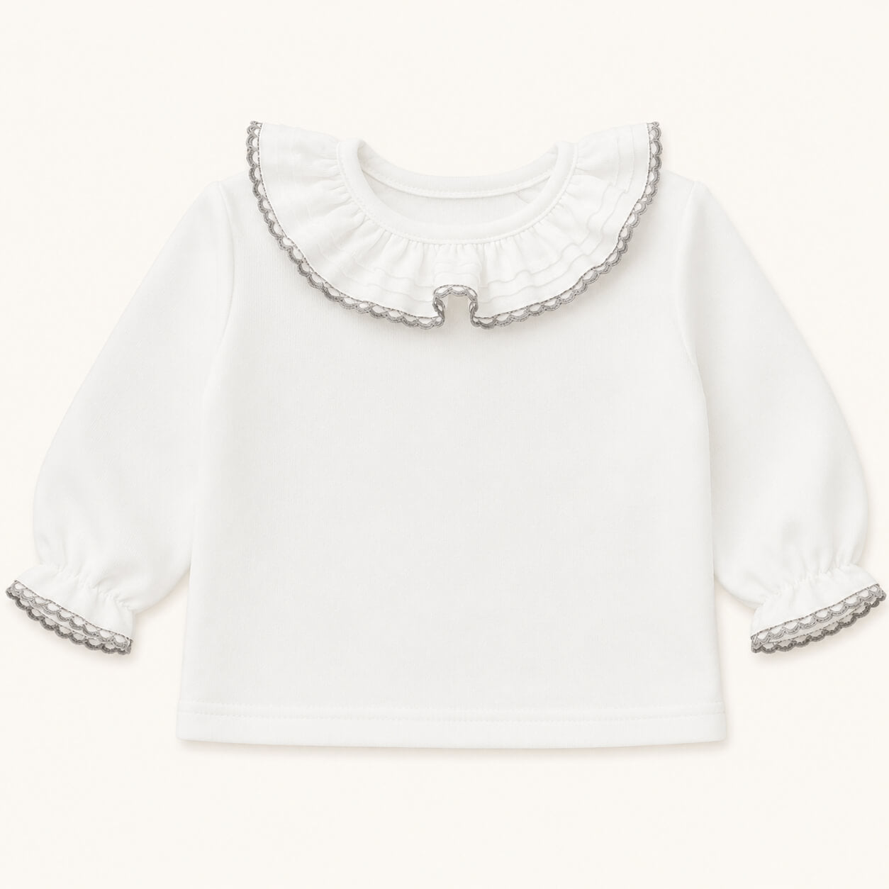 Maglia con Colletto Base Bianco/Grigio Inverno