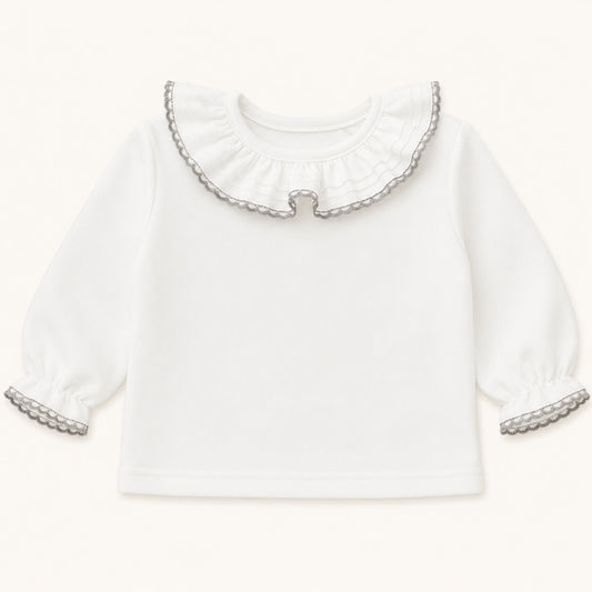Camisola de Gola Básico Branco/Cinza Inverno