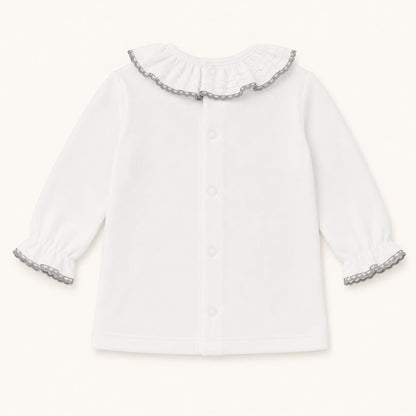 Maglia con Colletto Base Bianco/Grigio Inverno