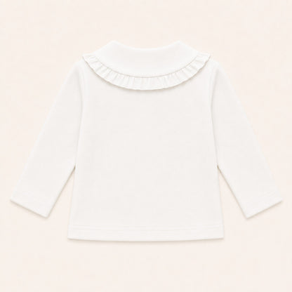 Camisola Bebé Gola com Folho Sweet Branco | Verão