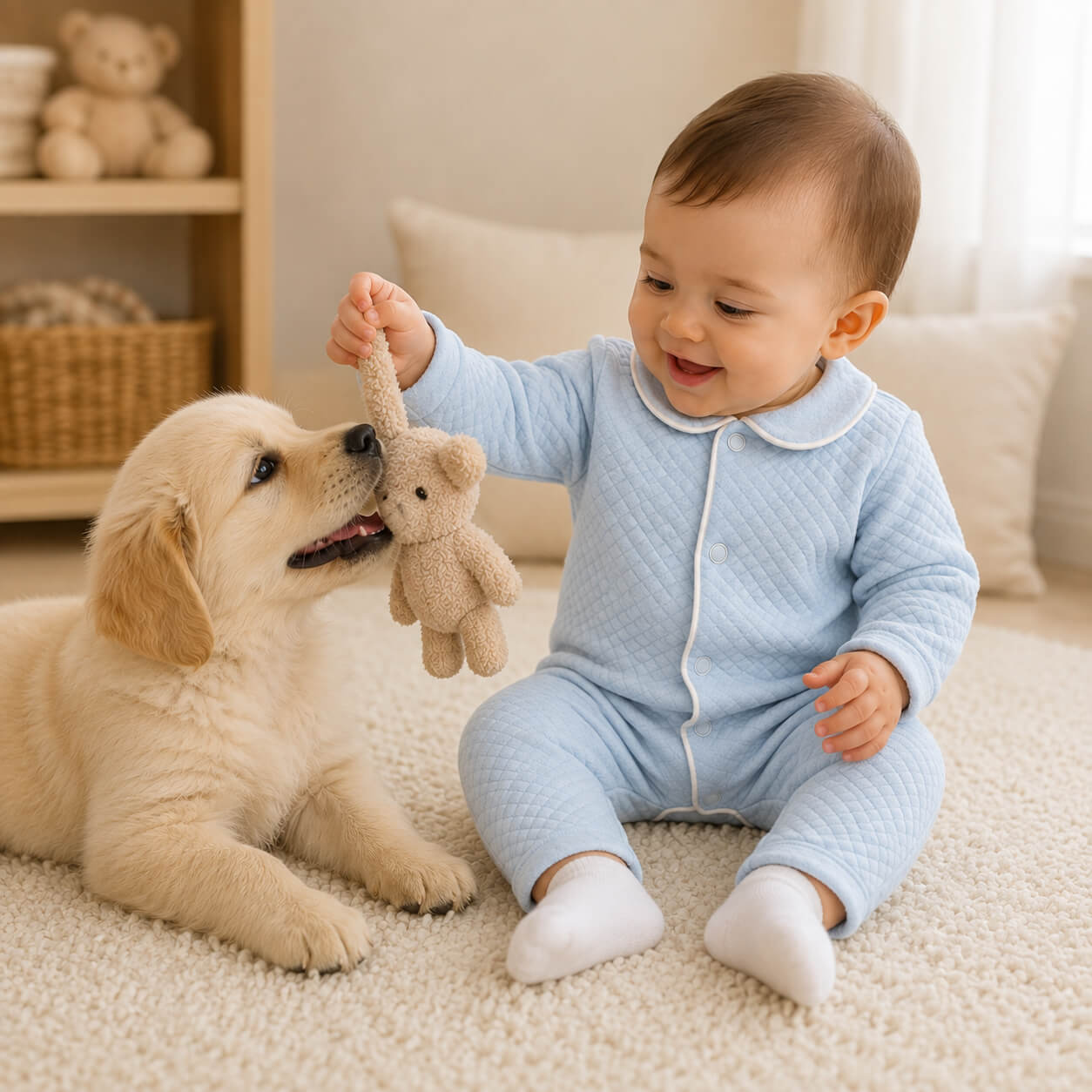 Diamond Cotton Knit Babygrow for Boys