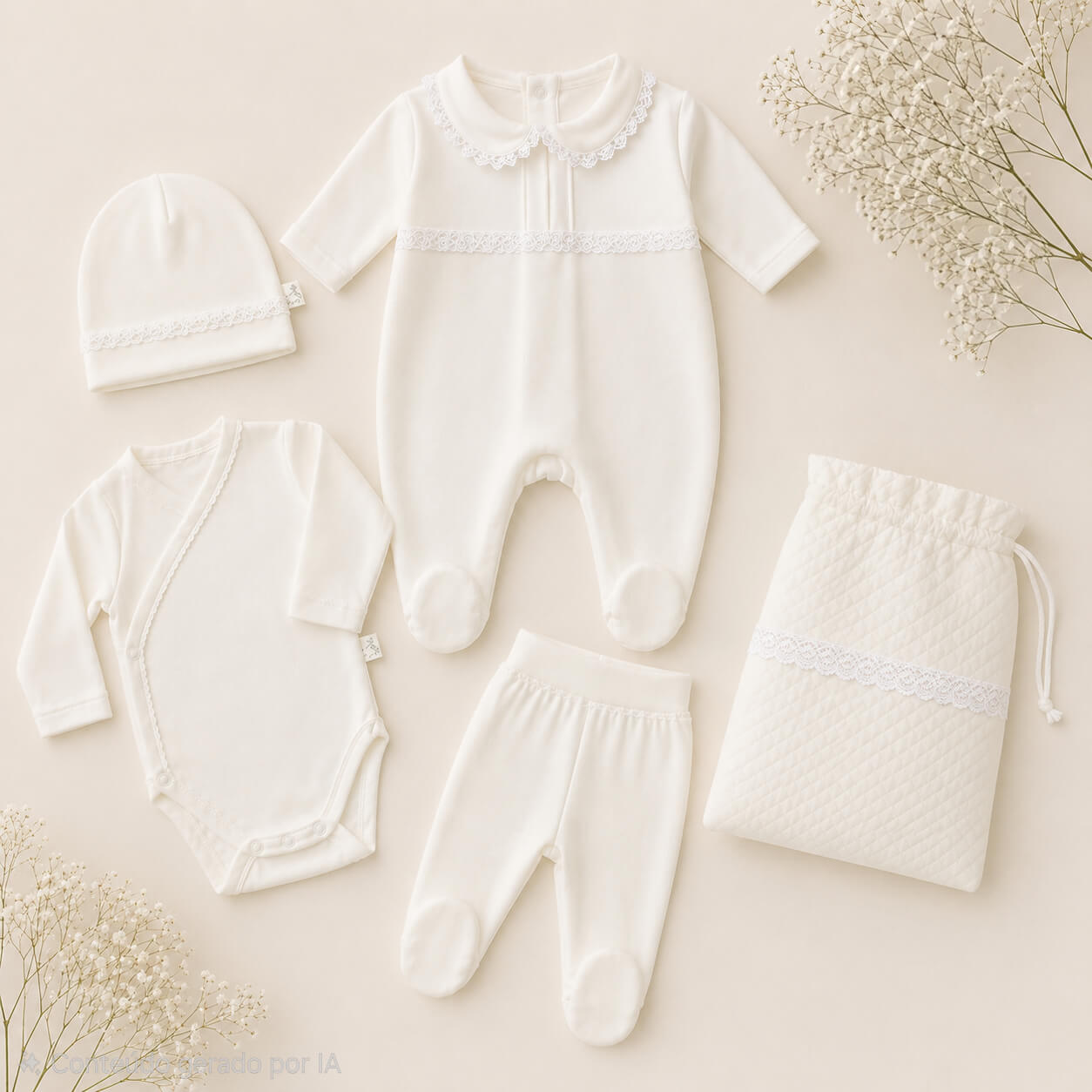 Primeira Roupa Algodão Mini Mimos 2 Bege- Recém-nascido