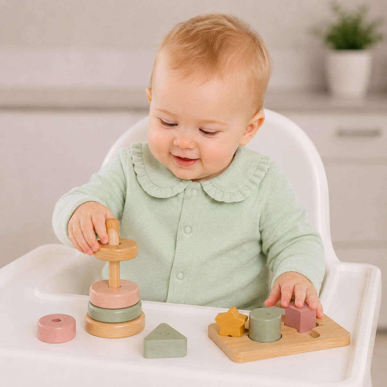 Camisola Bebé Gola com Folho Sweet Verde | Verão