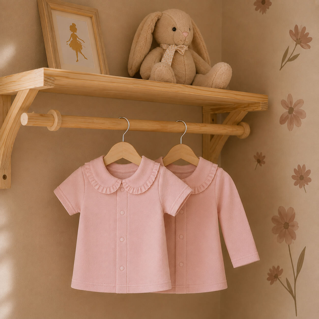 Camisola Bebé Gola com Folho Sweet Rosa | Verão