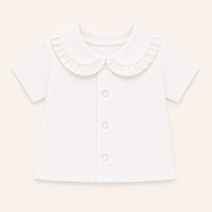 Camisola Bebé Gola com Folho Sweet Branco | Verão