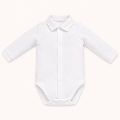 Langarmbody mit Kragen für Babyjungen – Basic Weiß