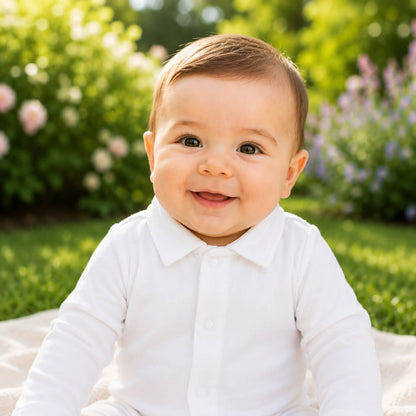 Camisola de Gola Básico Branco Menino Verão