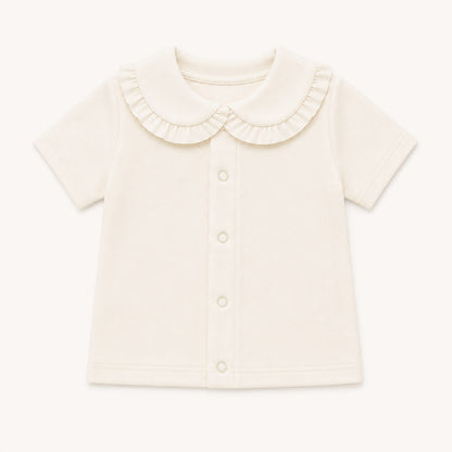 Camisola Bebé Gola com Folho Sweet Bege | Verão