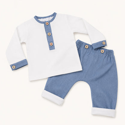 Fatinho 2 Peças Denim Branco/Azul
