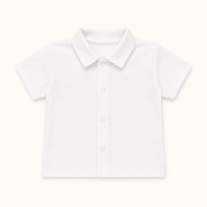 Camisola de Gola Básico Branco Menino Verão