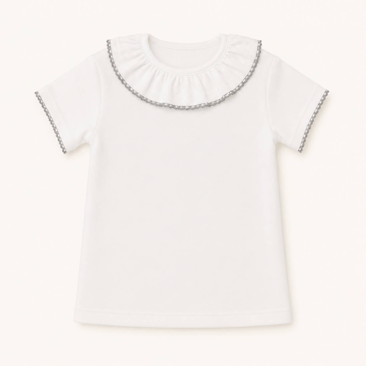 Maglia con Colletto Base Bianco/Grigio Estate