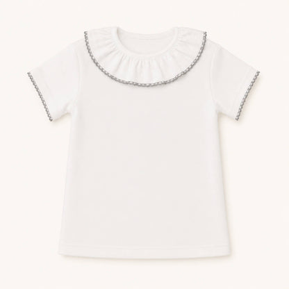 Maglia con Colletto Base Bianco/Grigio Estate