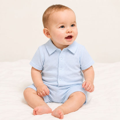 Camisola de Gola Camisa para Bebé Azul | Verão