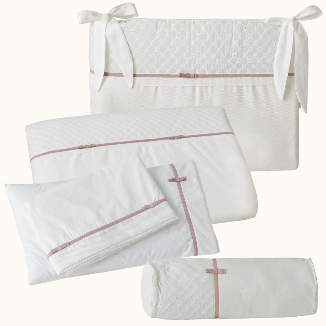 Roupa de Berço Romantic Bege Rosa Velho - Pim-Pam-Pum Baby