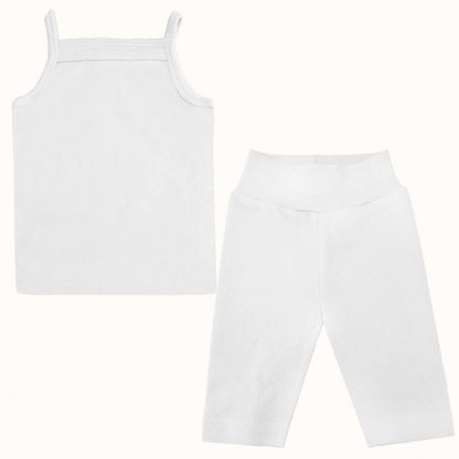 Roupa Soft Moves: Camisola de Alças e Leggins 3/4 Branco - Pim-Pam-Pum Baby