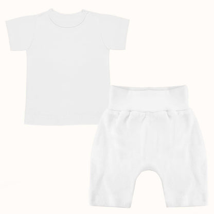 Roupa Soft Moves: T-Shirt Manga Curta e Calção Branco - Pim-Pam-Pum Baby