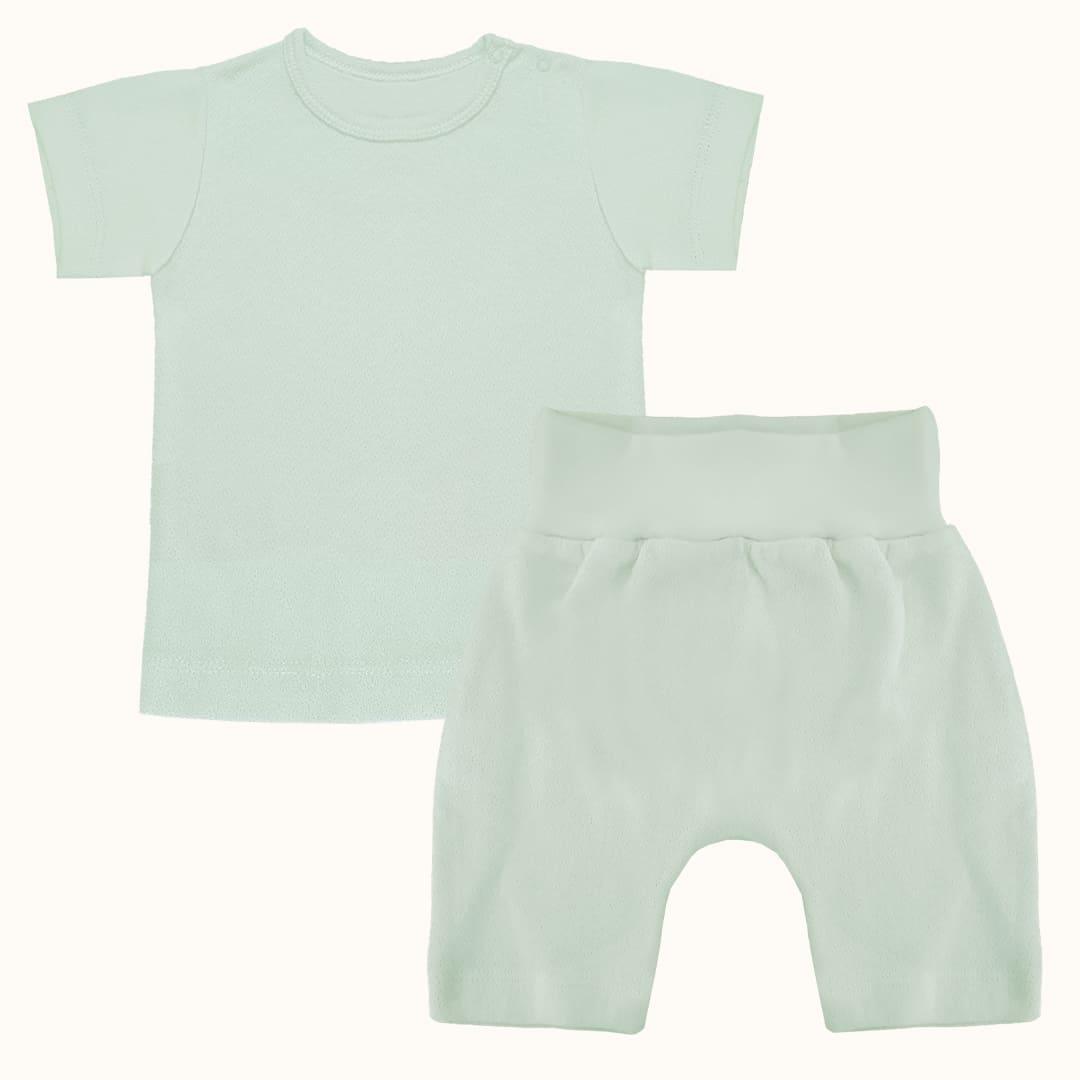 Roupa Soft Moves: T-Shirt Manga Curta e Calção Verde - Pim-Pam-Pum Baby