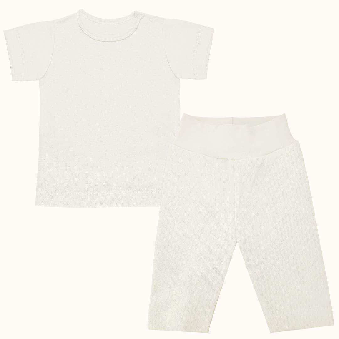 Roupa Soft Moves: T-Shirt Manga Curta e Leggins 3/4 Bege - Pim-Pam-Pum Baby